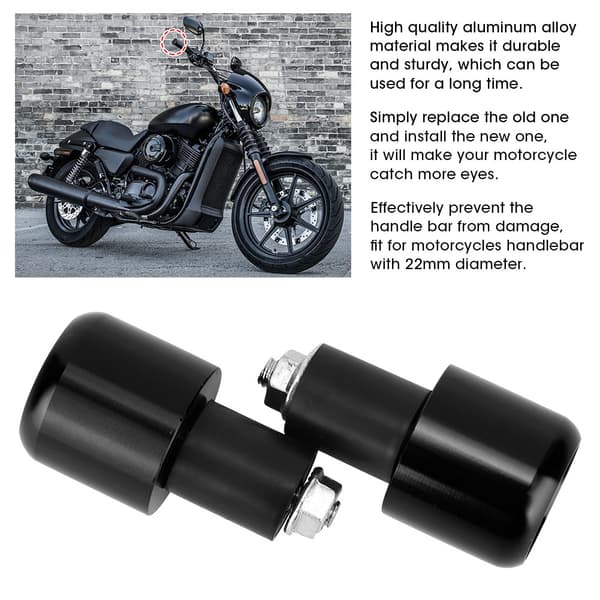 2st Motorcykelstyre Ändplugg 22mm Diameter Svart Modifieringstillbehör