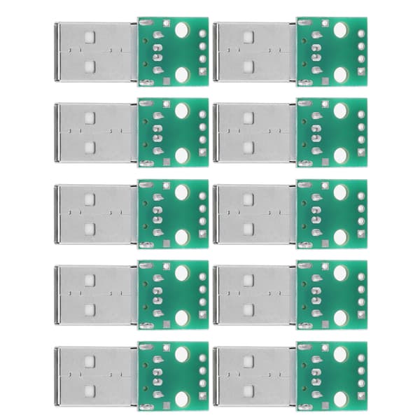 10 kpl USB Type A urosliitin DIP-sovitinlevylle 4-nastainen 2,54 mm jako