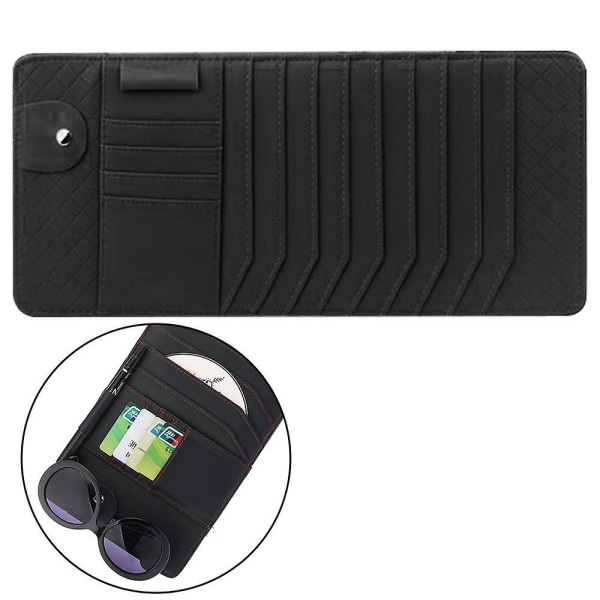 Cd Solskærm Organizer Cd Dvd'er Opbevaring Etui Holder Læder Vehicle Organizer Lommer Organization Til Bil Kreditkort Lommer Solbriller Pen Hol Black