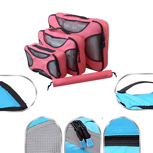 Compression Packing Cubes Bag för resor Expanderbar packbox rose red