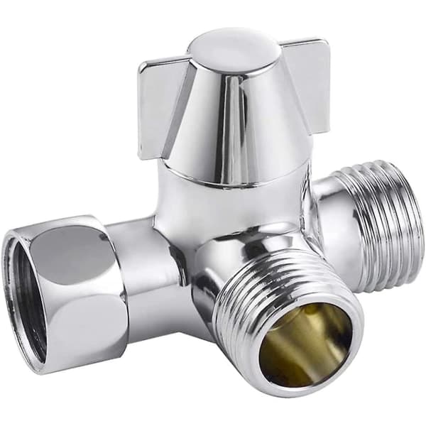 Solid messing 3-veis ventil, 3-veis omkoblingsventil, 3-veis dusjovergangsventil, G1/2\" T-adapterventil, for dusj, hånddusj og omkoblingsdusj