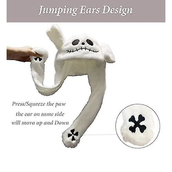 Korva Liikkuva Jumping Hat Hauska Pehmo Ghost Hat Movable Ears Hat White Ghost