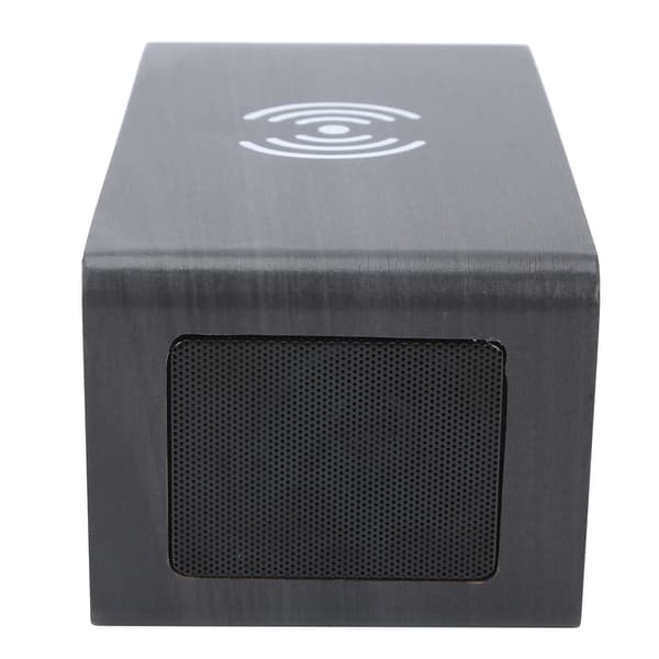 Multifunktionel Træ Bluetooth Højttaler Vækkeur 2000mAh Mini Trådløs Stereo Sort Træ Grønt Lys