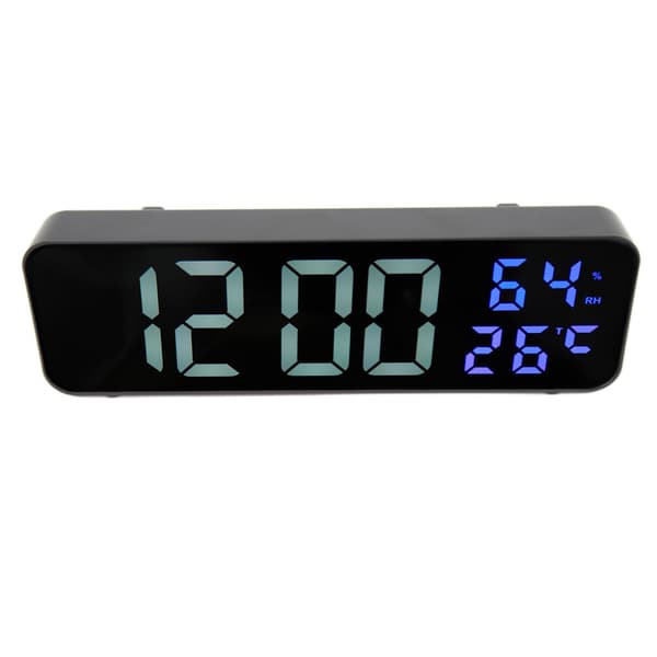LED 9.1in Spegelklocka Digital Alarm med Datum och Luftfuktighetsdisplay för Sovrum Vardagsrum Kontor