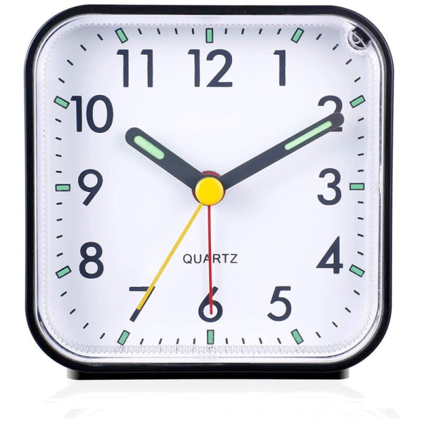 Sort lysende vækkeur Fashion Silent Plastic Alarm Clock Home Sengeur