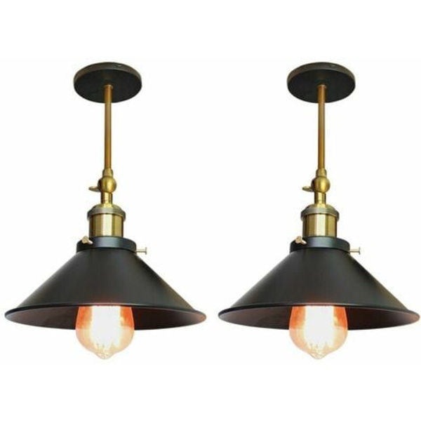 Set med 2 Retro industriell taklampa Paraplyhatt i metallstil 22 cm taklampa, lampvägglampa E