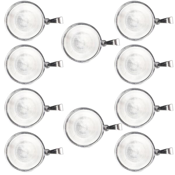 10 stk. 20 mm runde vedhængsbakker i rustfrit stål DIY smykkefremstillingsbase