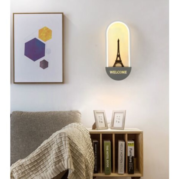 Moderne LED-væglampe, 16W, soveværelse, badeværelsesgang, trappenatlampe (Velkommen, varmt lys)