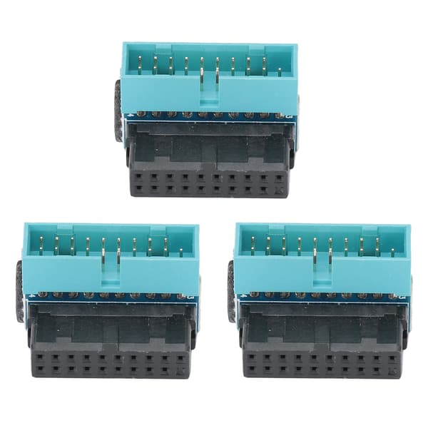 3 stk. 19-benet til 90 graders USB 3.0 bundkort strømadapter DIY-installation hak vender udad