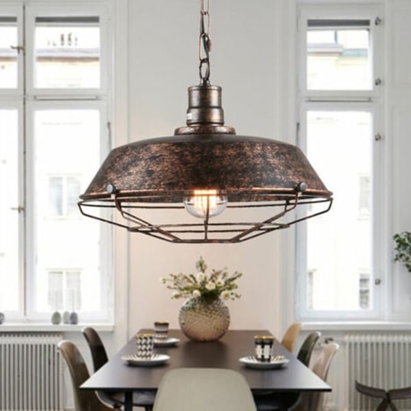 Sett med 2 pendellamper i vintage industristil, retro taklampe interiørbelysning, kjøkken stue spisestue