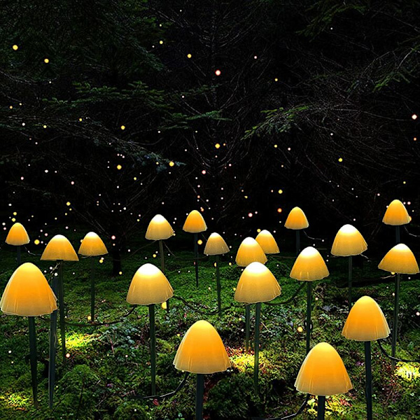kodinsisustuslattiavalaisin led aurinkosienilamppu (3,8 metriä 12 valoa)，sisä- ja ulkokäyttöön, lomasisustus