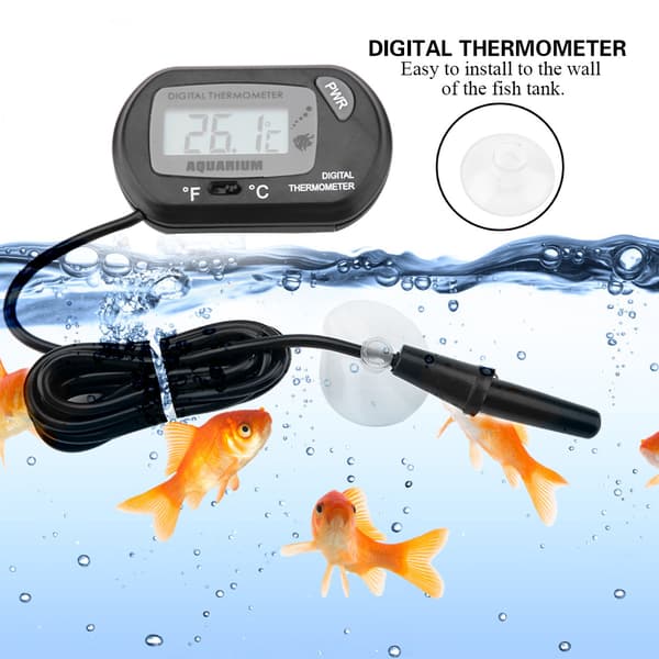 Digital Akvarium Termometer Temperaturmätare Svart