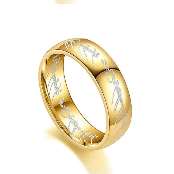 Guldfarvede ringe med kæde rustfrit stål One Ring of Power smykker til kvinder mænd Gold
