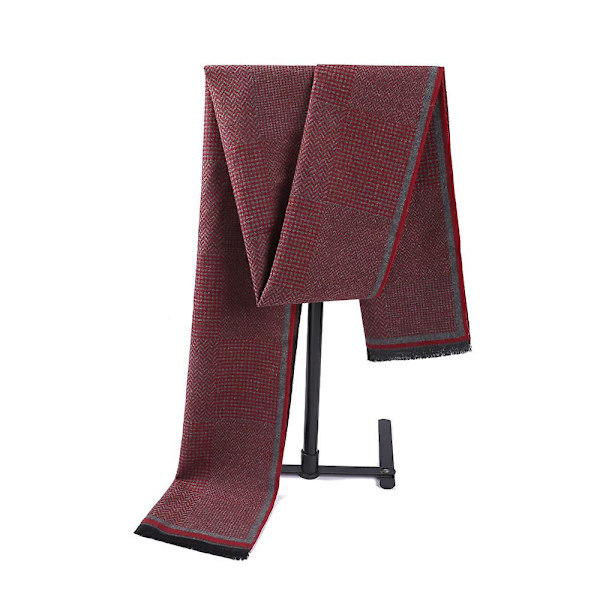 tjock varmrandig halsduk för män red and gray