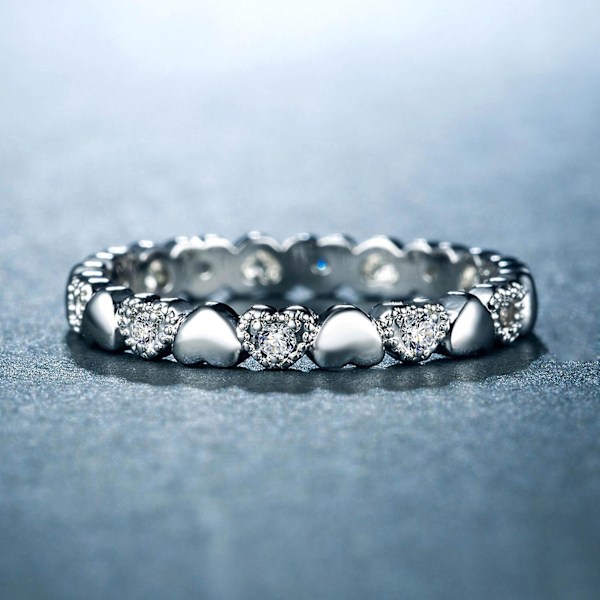 Naisten Sormus Sydämen muotoinen Cubic Zirkonia Korut Makea Muoti Ulkonäkö Sormus Sormus Häihin Rose Gold US 7