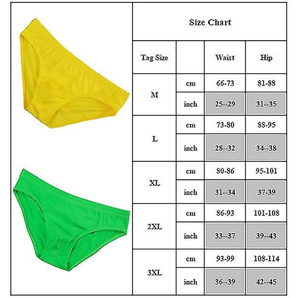 Mænd Bomuldstrusser Undertøj Komfort åndbare Strings Yellow 3XL