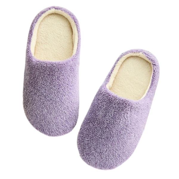 Dam Vinter Fleece Tofflor Inomhus Vanliga golvtofflor Purple 38-39