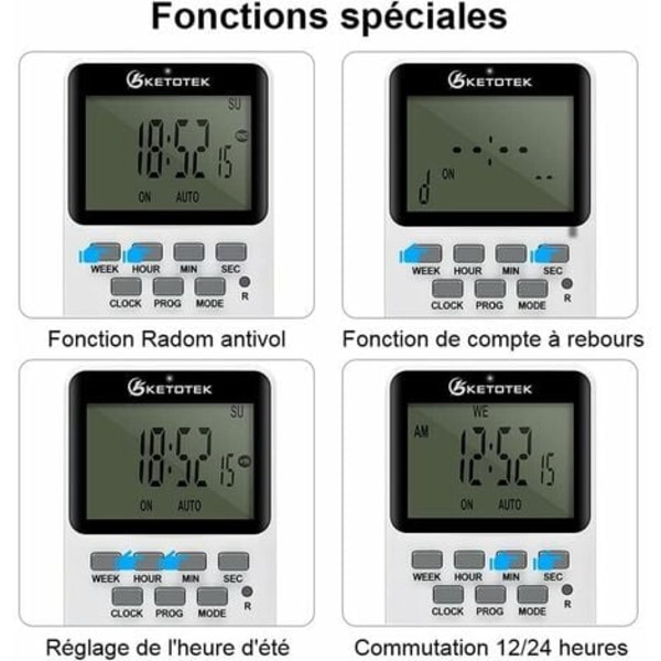 Plug-in digital timer-udtag 16A 3600W LCD-skærm 20 grupper On/Off Proable timer 24 timer 7 dage AC220V Energi S