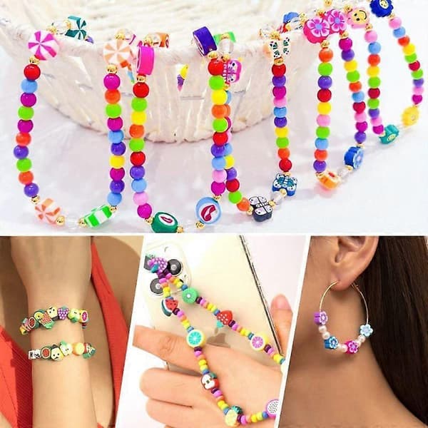 Sæt med lerperler til smykkefremstilling DIY perlearmbånd halskæde tilbehørssæt