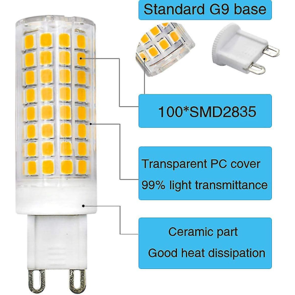 Dimbar G9 Bi-pin Led-lampa 9w Halogenlampa Ekvivalent Varmvit 3000k Ac 220v-240v Gäller Kristalllampa/ljuskrona/hembelysning -