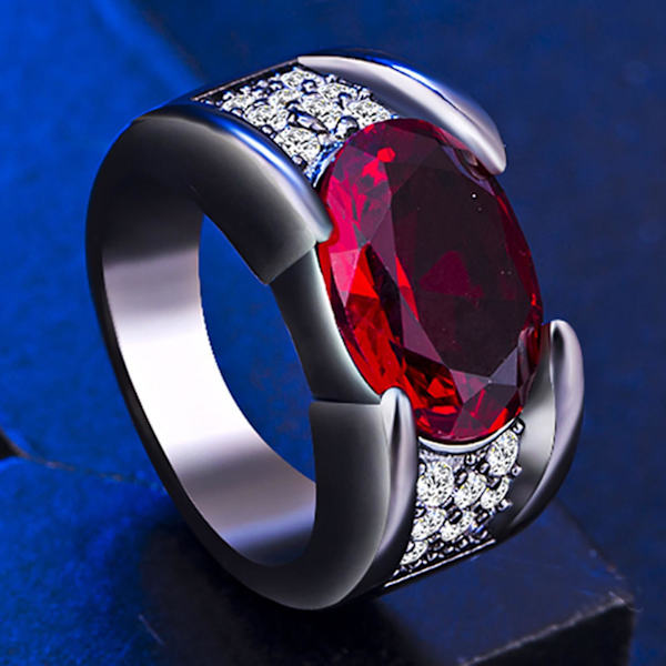 Noble Utsökt utförande Vackra kvinnor Ring Inlagd Faux Gem Strass Bröllopsband Smycken Tillbehör Red US 9