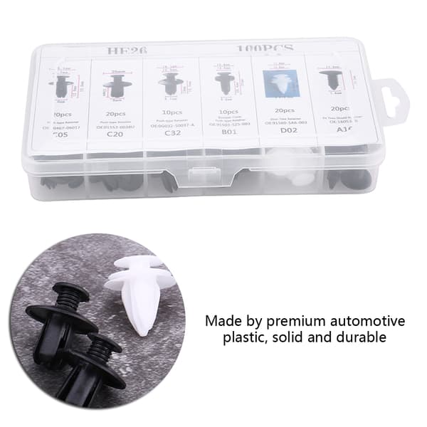 100 st 6 Storlekar Bilkaross Tryckstift Nitar Trim Clip Panel Tryckhållare