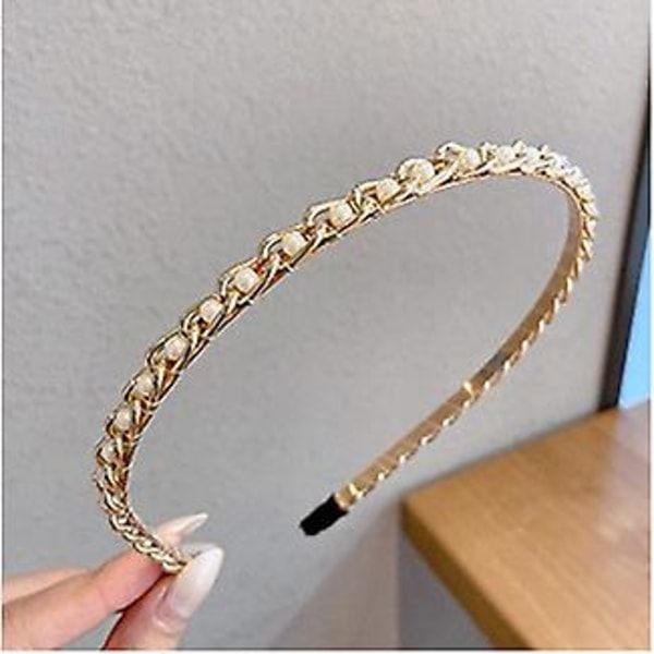 Korea Style Pearl Beaded Hair Hoop Pannband Lady 14
