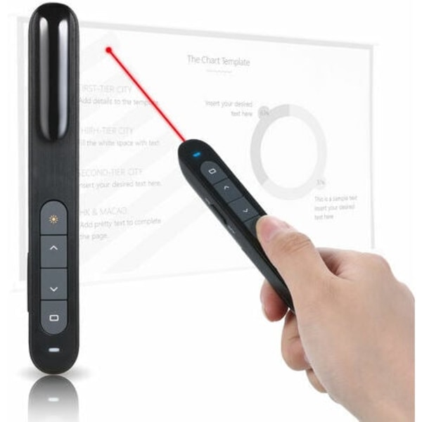 2,4 GHz trådlös Powerpoint-presentationspekare, PPT-pekare med USB -mottagare, 100 meter fjärrkontroll kompatibel med