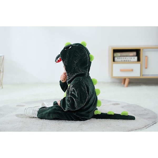 Baby dinosauruksen puku Lasten söpö huppari haalari Halloween A-Dark Green Dinosaur 12-18 Months