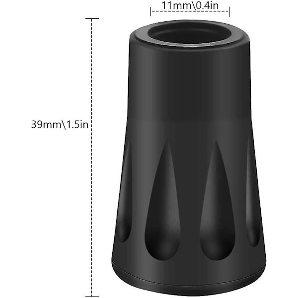 10 stk Walking Cane sorte gummibetræk Skridsikre gummistangudskiftningstips til stangklatring Vandring