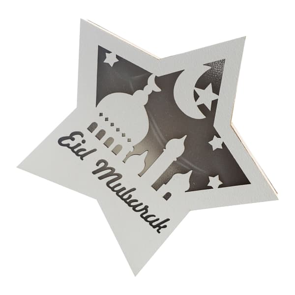 Ramadan Eid Mubarak Pentagram Lys Blødt Lys Buksbom Bærbart Eid Håndværk LED Lys til Have JM01941