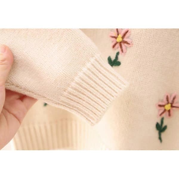 Piger Drenge Grim Juletrøje Jule Sweatshirt Langærmet Strikket Pullover BEIGE 110CM
