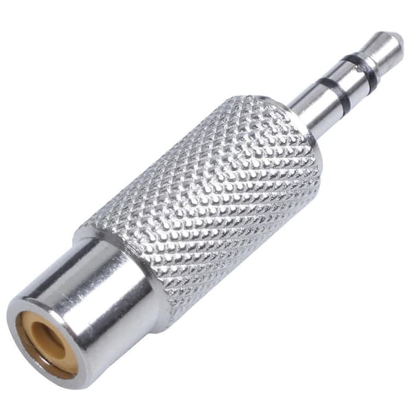 3,5 mm stereo hann til RCA mono hunn lydadapter, sølv Silver
