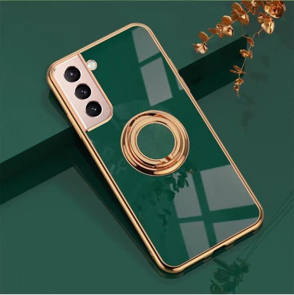 Samsung Galaxy S21 Plus - Luksuriøst stilrent etui med ringstativfunktion Guld Blå one size Blå Blue one size