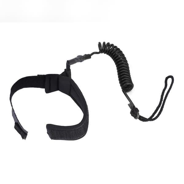 Coiled Surfbræt Leash 5mm Benline til Stand Up Paddle Board Sort