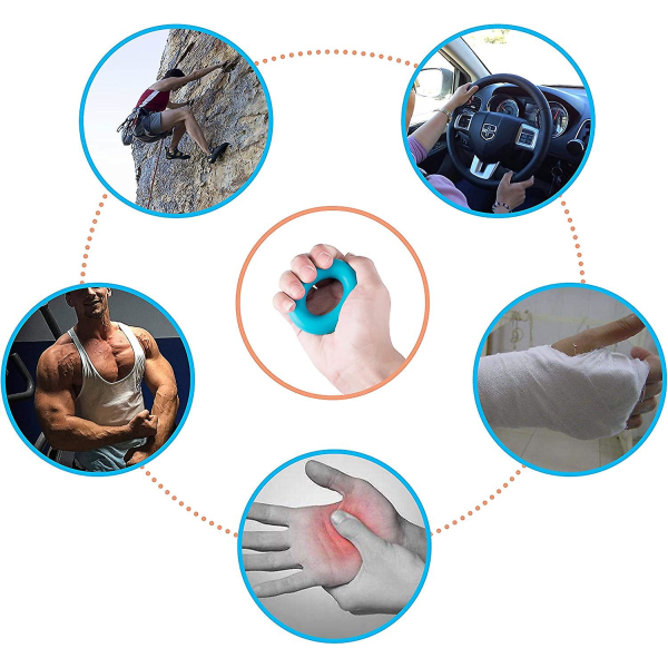 Käsikahvan vahvistin silikonivahvistus sormussormi harjoituslaitteen kuminauhasarja käsiharjoituksiin ja harjoitteluun lievittää ranteen ja peukalon kipua 6 osaa