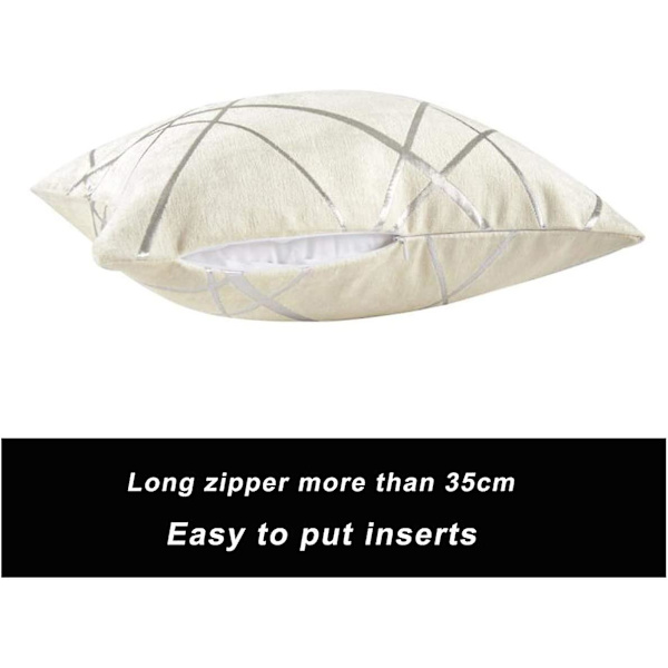Koristeellinen sohvatyynyliina, sohva paksu tyynynpäällinen, neliönharmaa luksustyyny 2 settiä 50*50 cm Ivoire