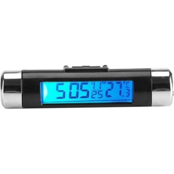 Digital Clip-on Bilklocka Termometer Temperaturmätare Bilmätare Miniklocka Monitor med LCD-skärm Bakgrundsbelysning f