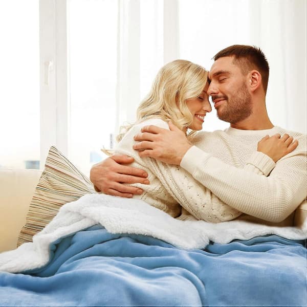 Sherpa Fleece Kastetæppe til Sofa - Tykt og Varmt Tæppe til Vinter, Blødt og Fluffy Kastetæppe til Sofa, Efterårskastetæppe, Grå, 50x60 Tommer