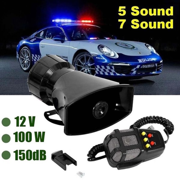 12v 100w Loud 7 Sound Auton elektroninen varoitussireeni Moottoripyörähälytys Palomiehen Ambulanssikaiutin Mic Pa -kaiutinjärjestelmällä
