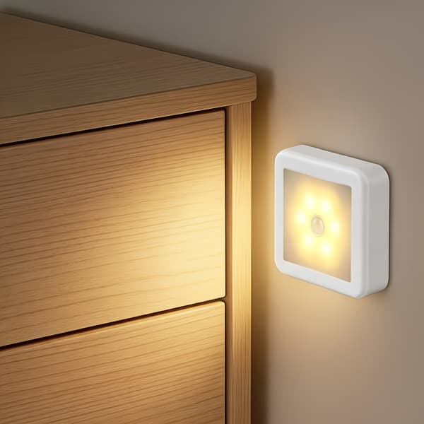 Motion Sensor Stair Wall Light 6 LED Battery Operated Wireless Night Light for Under Cabinet Hallway Warm Light