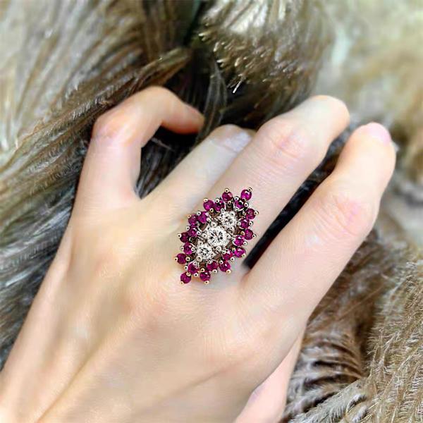 Dame Ring Blomster Form Rhinestones Dame Cubic Zirconia Blomster Ring Smykker Gaver US 10