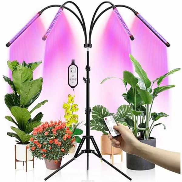 Plant Light, Plant Grow Light med stativ, LED Plant Grow Light Trädgårdsodling Blommande 4 Heads Full Spectrum Grow Light