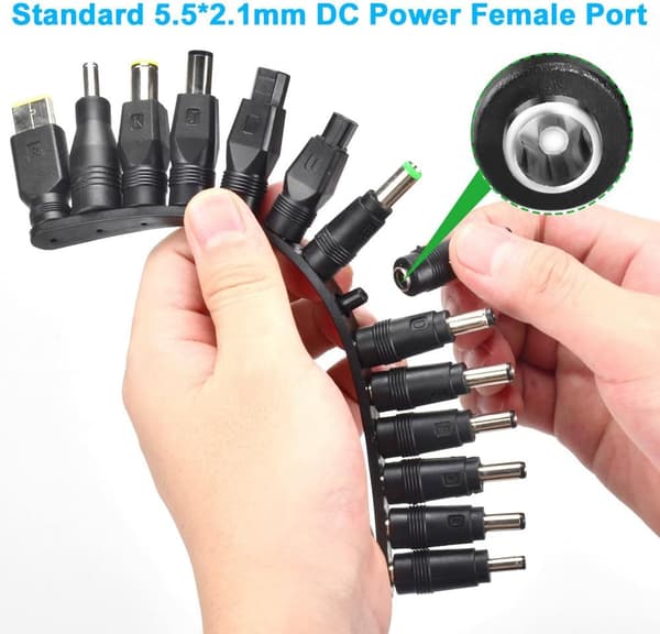 1 sett bærbar DC strømadaptersett 38 stk universell DC AC strømadaptertips kontakt for Lenovo strømforsyning plugg jack sett