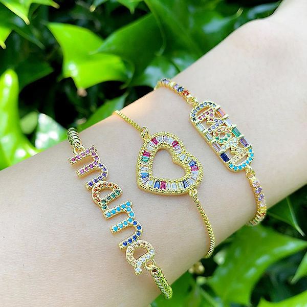 Armbånd gave til mor Zircon Mama Heart Stud Fashion smykker Ac8255 brc25-A