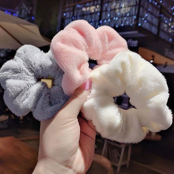 Plysj hår Scrunchies pannebånd Elastisk Nydelig hårbånd Myk hårvennlig hestehaleholder for jenter Beige