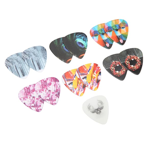 13 stk. Medium Celluloid Gitarplektre Boks Instrumenttilbehør