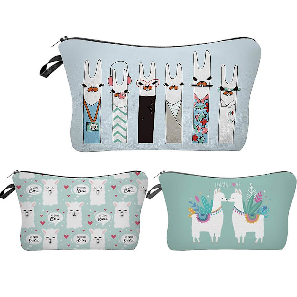 Makeuptaske Kosmetiktaske Rejse Makeuptaske Blyantpose Sjove gaver til piger (llama)