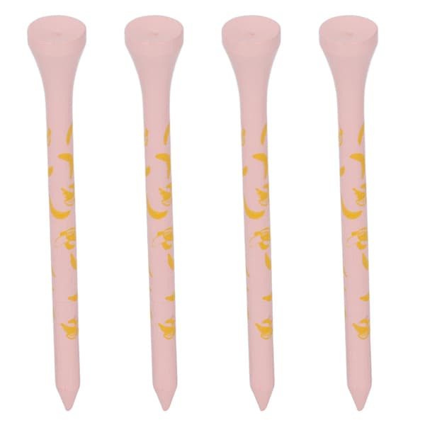 Golfpeg i bambuträ, 30 stycken, 8 cm, tryckt döskalledesign, rosa