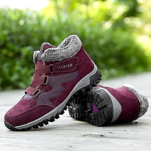 Vanntette Dame Snøsko Slip-on Pelsfôrede Joggesko Vinter Varme Sko 2K6137 Rød Red 37